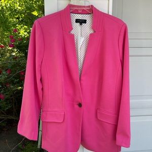NWT Talbots Pretty Raspberry Pink Cute Polka Dot Lined Long Sleeve Blazer